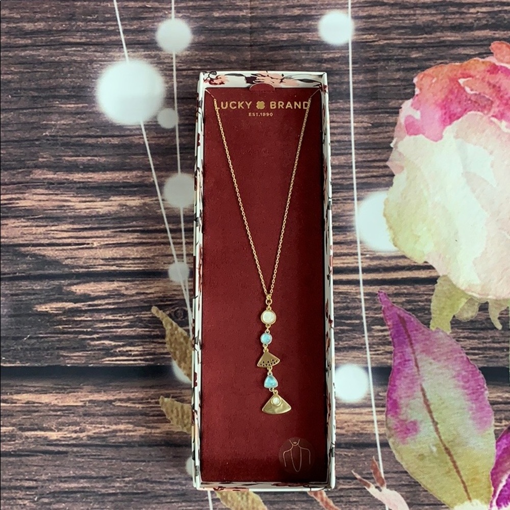 🍀New LUCKY BRAND🍀 JWEL4593DA GOLD STONE NECKLACE